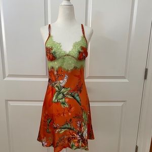 Silk Baby Doll Tropical Garden Print Chemise from LUNA DI SETA